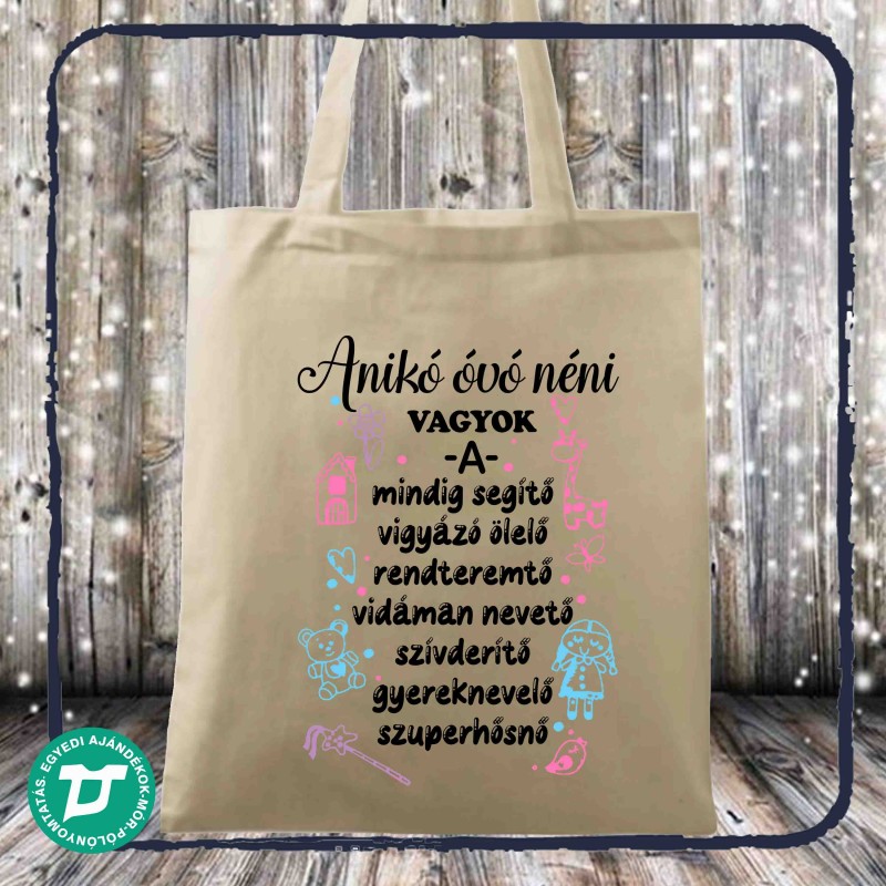Óvónő vagyok vászon táska