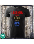 Legenda ,Férj, Apa és Nagypapa saját dátummal férfi póló