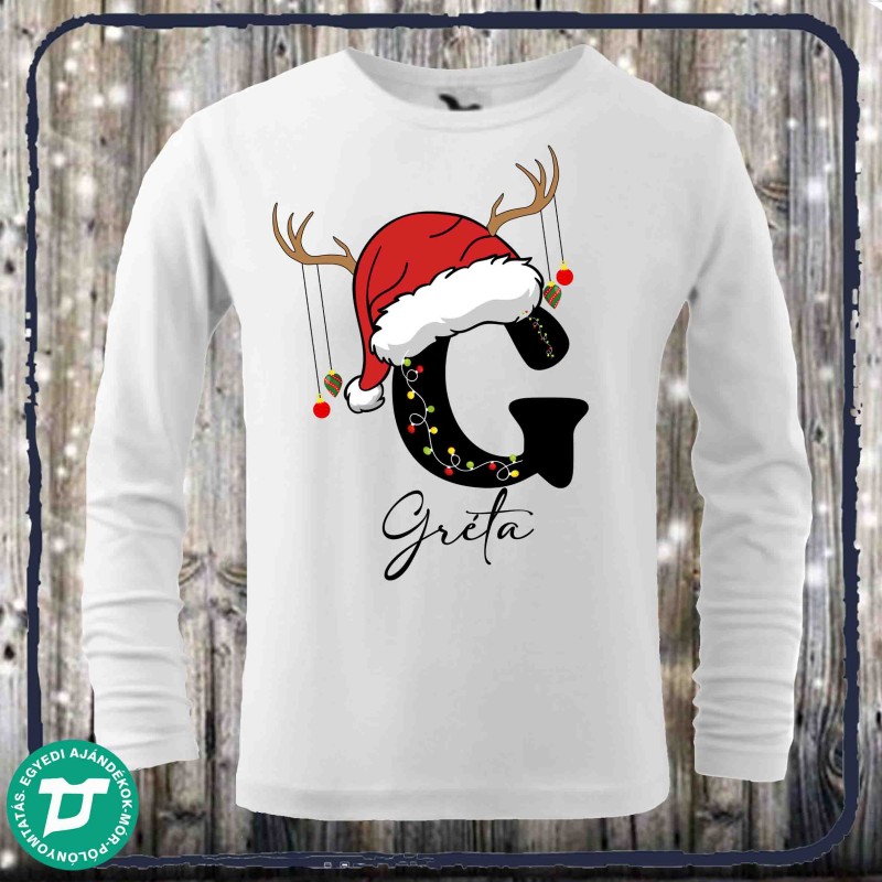 Karácsonyi  ABC mintás hosszú ujjú póló