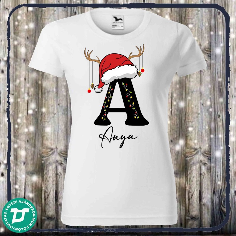 Karácsonyi ABC mintás rövid ujjú póló