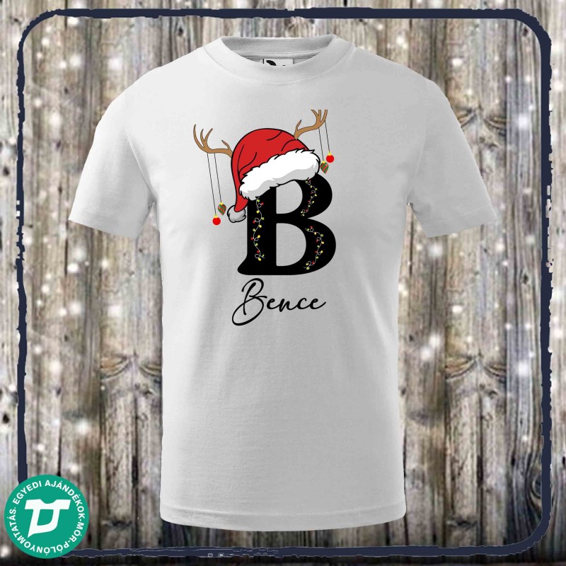 Karácsonyi ABC mintás rövid ujjú póló