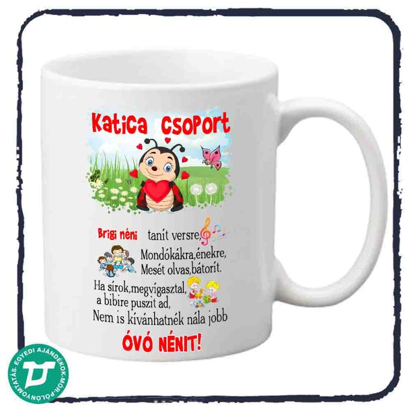 Névre szóló bögre óvónőnek / Katica csoport