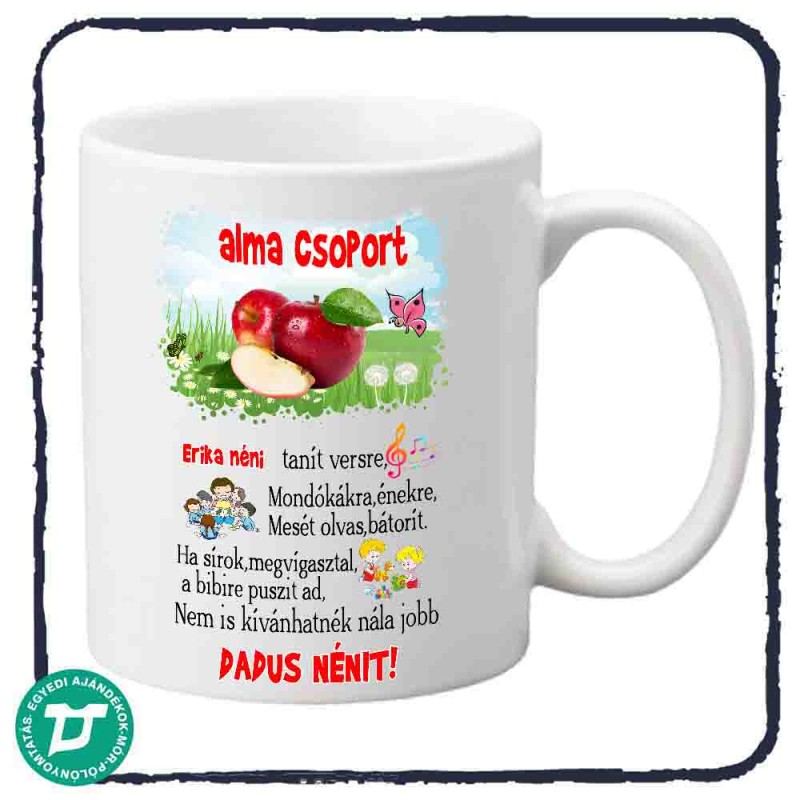 Névre szóló bögre dadusnak / Alma csoport