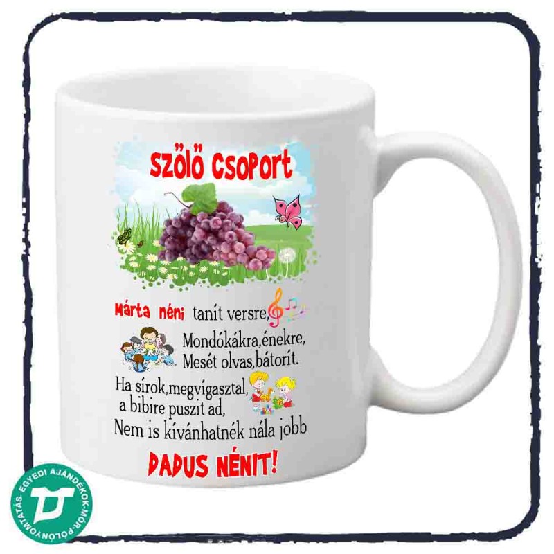Névre szóló bögre dadusnak / Szőlő csoport