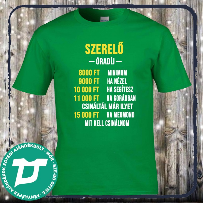 Szerelő óradíj