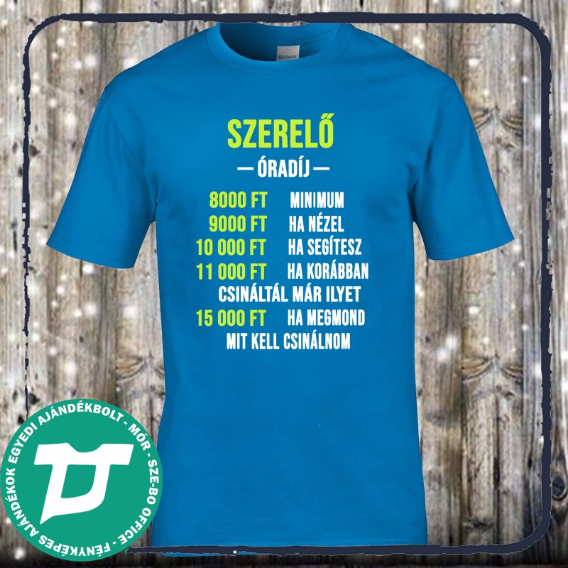 Szerelő óradíj