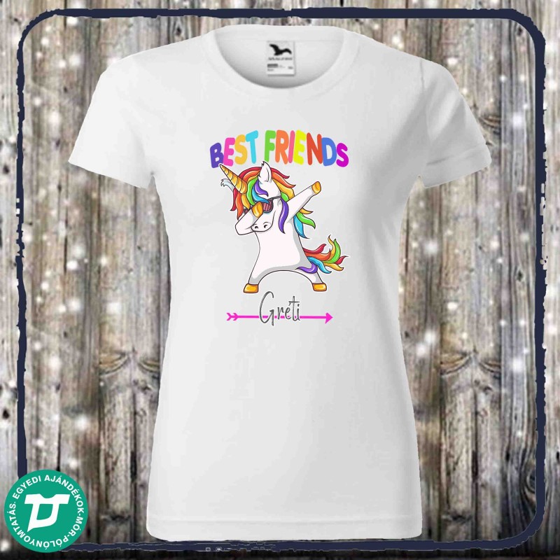 Best Friends unikornis póló  névvel